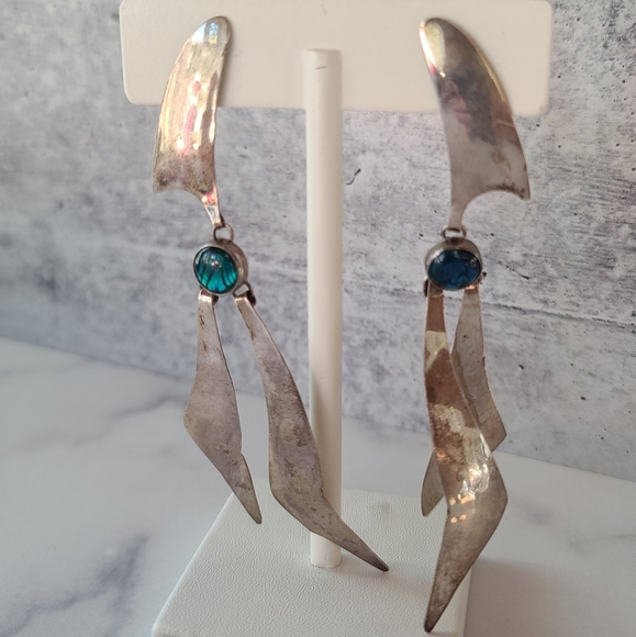 Jewelry - Vintage 925 Dichroic Dangling Earrings